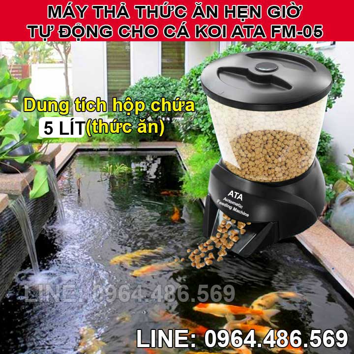 Máy cho cá koi ăn hẹn giờ tự động ngoài trời ATA FM-04